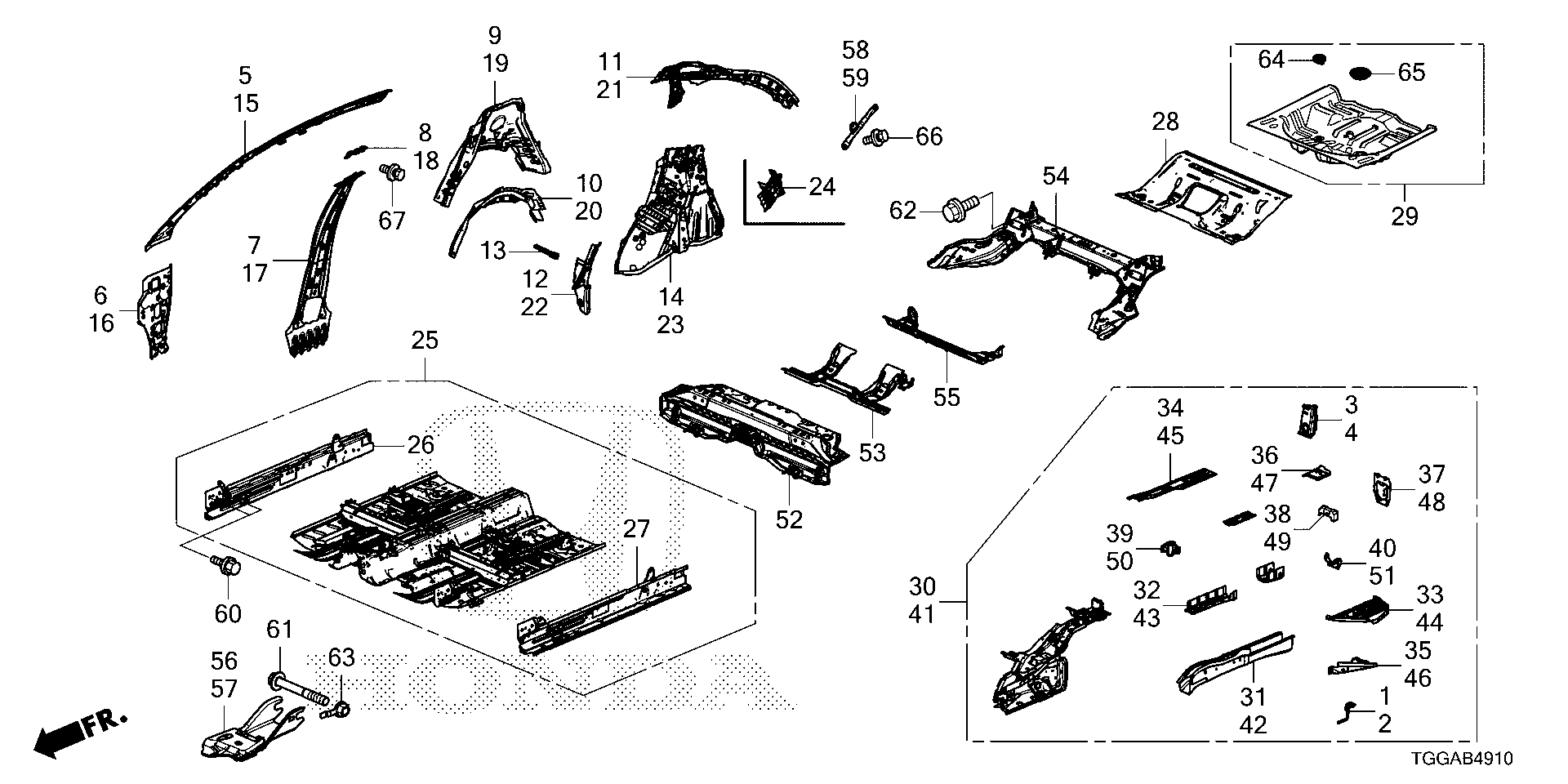 2022 Honda Floor, Rr. Panel, Inner, Body - 65511-tgg-a00zz 