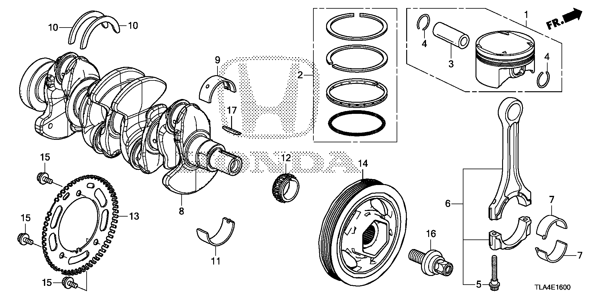 Honda Civic Pulley, Crankshaft. Piston, Engine - 13810-59b-003 